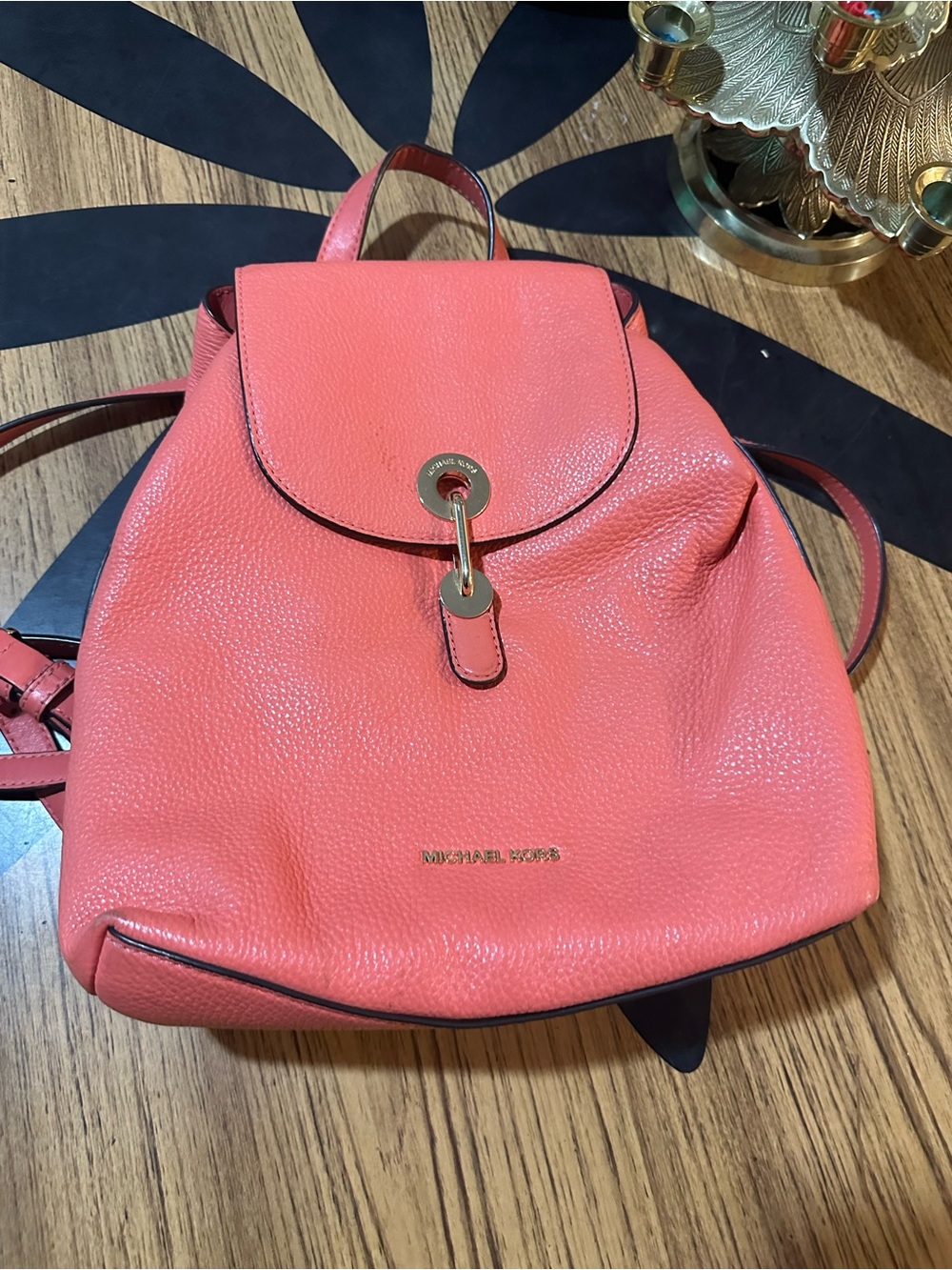 Michael Kors Coral Pink Leather Backpack